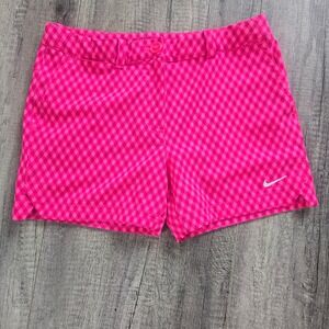 Nike Golf Girls Pink Gingham Dri-FIT Shorts Size Large Athletic Performance